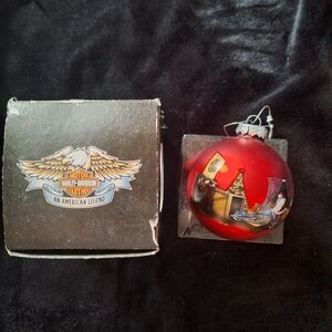 ⭐️ 4 /$20 Harley-Davidson Red Christmas Ornament Spherical Glass 2009